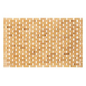 Covor antiderapant din bambus pentru baie, lamele verticale, 50x80 cm, maro natur