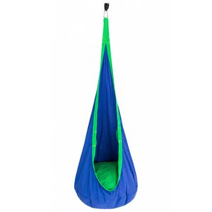 Leagan suspendat tip cocon pentru copii 70x150 cm, textil, pentru interior si exterior, albastru