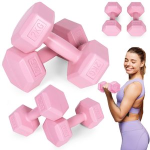 Homelux Hex barbell set 2x2 kg roz