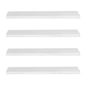 Set 4 rafturi supendate de perete, MDF cu suport metalic ingropat, 40x15 cm, alb