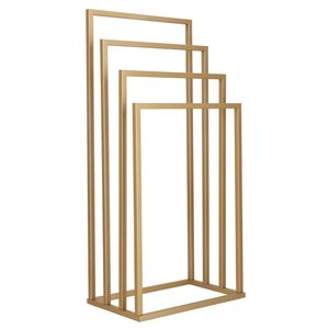 Suport metalic de baie pentru prosoape, cu 4 standuri, 96 cm, auriu mat