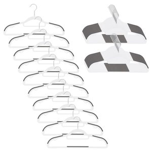 Set de 30 de umerase antiderapante pentru haine, din PE, cu carlig metalic rotativ, 41 cm, alb si gri