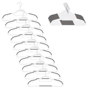 Set de 20 de umerase antiderapante pentru haine, din PE, cu carlig metalic rotativ, 41 cm, alb si gri