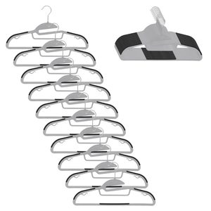 Set de 20 de umerase antiderapante pentru haine, din PE, cu carlig metalic rotativ, 41 cm, gri si negru