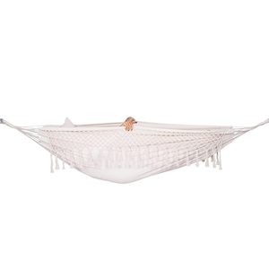 Hamac doua persoane cu franjuri si 2 perne, 200kg, 200×150 cm, bej