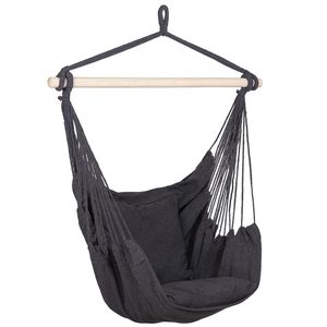 Hamac tip leagan suspendat pentru casa sau gradina, gri inchis cu perne, 130x100cm, 150kg