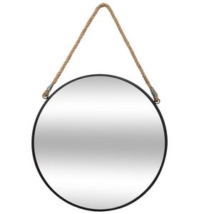 Oglinda rotunda suspendata Atmosphera Eden cu rama metalica si sfoara de agatare, diametru 38 cm