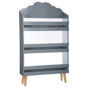 Biblioteca copii Atmosphera Nuage din MDF cu 3 rafturi si picioare din lemn, 58x100 cm, gri