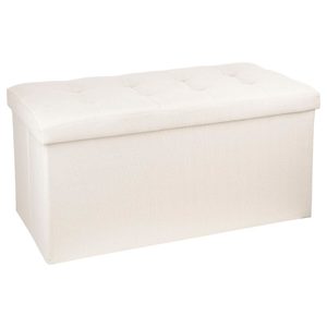Taburet dublu pliabil Atmosphera Lysandre, MDF si poliester, 76x38x38 cm, bej