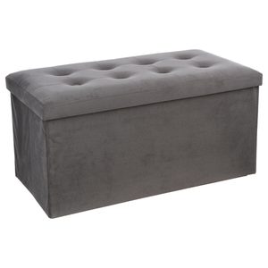 Taburet dublu pliabil Atmosphera Lysandre, MDF si poliester, 76x38x38 cm, gri