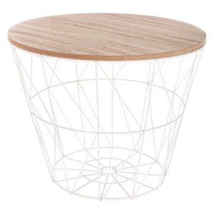 Masuta cafea Atmosphera Kumi, otel si MDF, 38x30 cm, alb