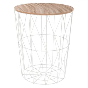 Masuta cafea Atmosphera Kumi, otel si MDF, 47x57 cm, alb