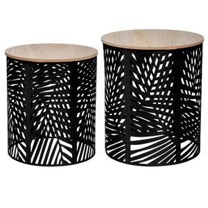 Set 2 masute cafea Atmosphera Akira, 39x45 cm si 35x40 cm, structura metalica, negru