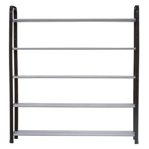 Etajera pantofi 5Five din metal si plastic, 4 niveluri pentru 16 perechi, 70x19x76 cm, negru