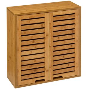 Dulap suspendat 5Five Sicela cu usa si rafturi, bambus si MDF, 52x20x59 cm, natur
