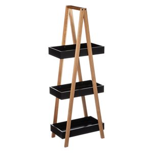 Etajera cu 3 rafturi 5Five Natureo, MDF si bambus, 30x18x82 cm, negru