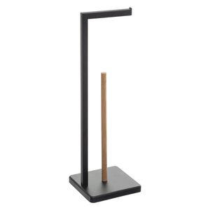 Suport hartie igienica 5Five Natureo, metal si bambus, 20x20x65 cm, negru