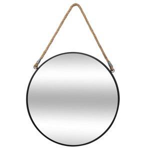 Oglinda rotunda Atmosphera Eden cu sfoara, cadru metalic, 55x82 cm, negru