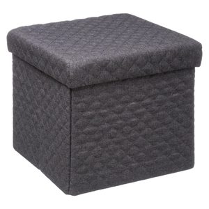 Taburet pliabil 5Five patrat cu spatiu de depozitare, MDF, 31x31x31 cm, gri inchis