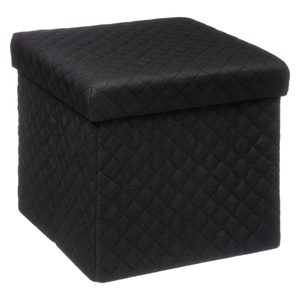 Taburet pliabil 5Five patrat cu spatiu de depozitare, MDF, 31x31x31 cm, negru