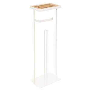 Suport hartie igienica 5Five cu raft depozitare, otel, 18x12x59 cm, alb
