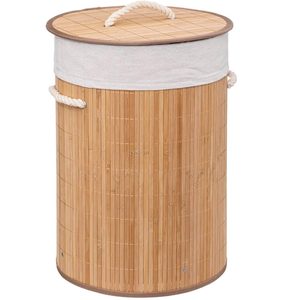 Cos rufe rotund 5Five Bambou cu capac, bambus, 48 litri, 35x50 cm, natur