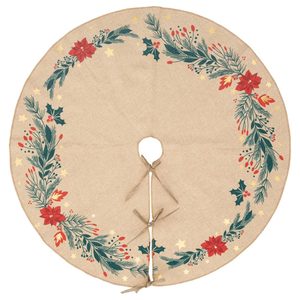 Covoras de pus sub bradul de Craciun, diametru 90 cm, bej cu modele