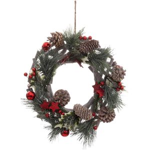 Coronita decorativa cu crengute, pentru Craciun, diametru 30 cm, cu plante uscate