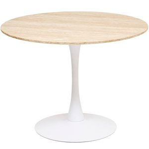 Masa rotunda Atmosphera Elias, 102x74 cm, MDF si metal, bej si alb