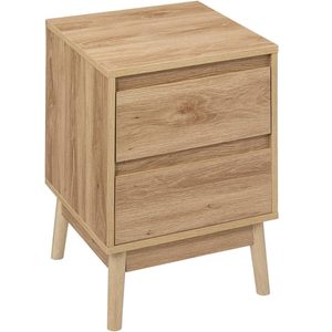 Noptiera 5Five Abana cu 2 sertare, PAL, finisaj stejar, 40x40x56 cm, bej