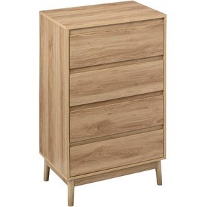 Noptiera Abana cu 4 sertare, PAL si MDF, 60x40x107 cm, bej