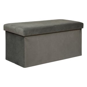 Taburet pliabil Atmosphera Lilou cu spatiu depozitare 80L, 76x38x38 cm, gri