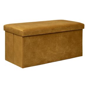 Taburet pliabil Atmosphera Lilou cu spatiu depozitare 80L, 76x38x38 cm, galben mustar