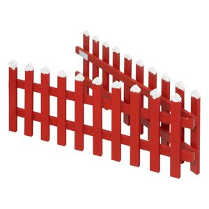 Gard decorativ din lemn, decor Craciun, 90x20x4 cm, rosu