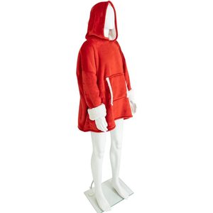 Patura tip hanorac, cu maneci, gluga si buzunare, material plus, marime universala, rosu