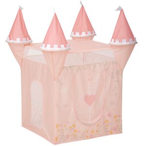 Cort copii Atmosphera tip castel, pop-up cu ferestre si usa, 130x78x78 cm, roz