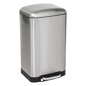 Cos de gunoi 5Five Ariane 20L, cu pedala si inchidere lenta, otel inoxidabil, 30x30x53 cm, argintiu