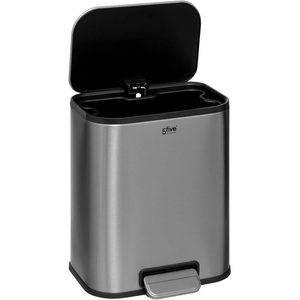 Cos de gunoi cu pedala 5Five din otel inoxidabil mat, 5L, galeata interioara detasabila, 24x20x29 cm, gri