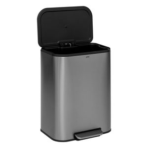 Cos de gunoi cu pedala 5Five din otel inoxidabil mat, 50L, galeata interioara detasabila, 45x35x61 cm, argintiu