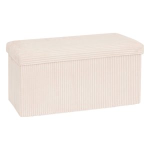 Taburet dublu pliabil Atmosphera Arum din material tip catifea raiat, 76x38x38 cm, ivoire