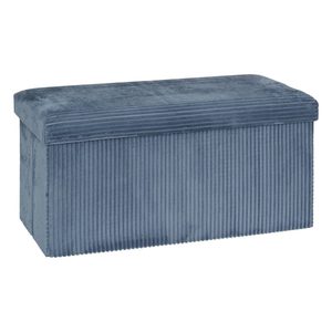 Taburet dublu pliabil Atmosphera Arum din material tip catifea raiat, 76x38x38 cm, albastru inchis