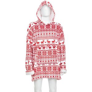 Bluza pentru adulti cu design scandinav de Craciun, oversize, 85x118 cm, rosu