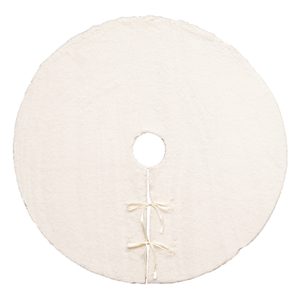 Covoras de pus sub bradul de Craciun, diametru 90 cm, din blana sintetica, alb