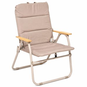Scaun pliabil camping sau pescuit 5Five cu cadru din otel, sezut si spatar cu burete, 64x62x91 cm, bej