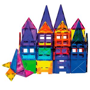 Set de constructie din piese magnetice educative pentru copii 48 de piese, multicolor