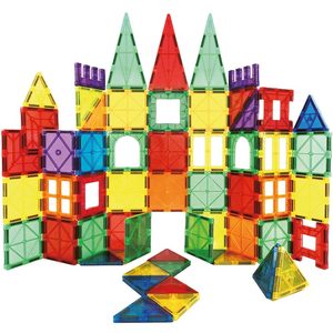 Set de constructie din piese magnetice educative pentru copii 100 de piese, multicolor