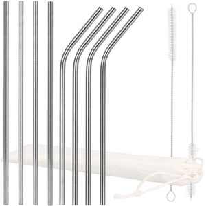Set 8 paie metalice argintiu, reutilizabile, cu husa depozitare si perii curatat, 215x6 mm