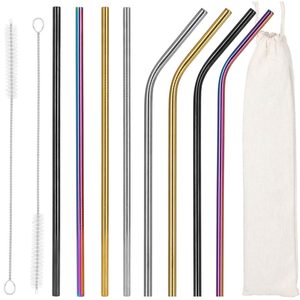 Set 8 paie metalice multicolor, reutilizabile, cu husa depozitare si perii curatat, 215x6 mm