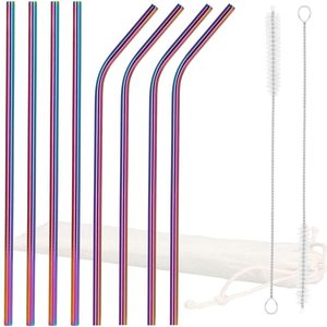 Set 8 paie metalice multicolor (holo), reutilizabile, cu husa depozitare si perii curatat, 215x6 mm