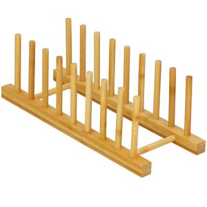 Suport organizare farfurii sau capace oala, din bambus, 34x13x13cm, natur